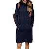 Kidsform Dameshoodie, met herfstcapuchon, effen, lange mouwen, casual, sweatjurk met zak, S – donkerblauw, XXL