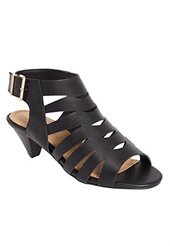 Comfortview Women's Wide Sara Cutout Sandal (Black,7 1/2 M)