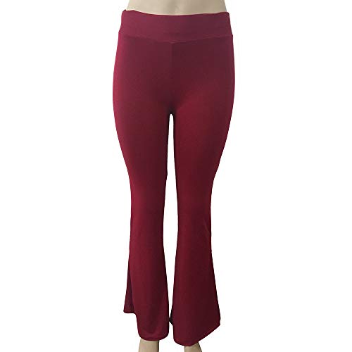 â–¶HebeTopâ—„ Women Bell Bottoms Leggings High Waist Spandex Boho Yaga Flare Pants Long Wide Leg Boot Cut Pant Wine