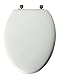 MAYFAIR 144ORA 000 Toilet Seat with Oil Rubbed Bronze Hinges will Never Come Loose, ELONGATE , White
