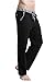 DESMIIT Men's Low Rise Milk Silk Sport Long Pant Front Tie Black US Medium