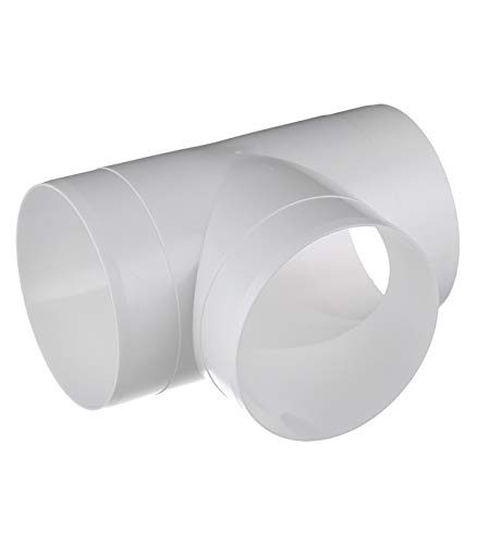 Duct Splitter for Exhaust Fan Dryer 3 Way Duct Hose Connector, Vent Hose, Pipe T Shape, T Joint 3 Way Joint (4'' inch, White) - Thumbnail 6