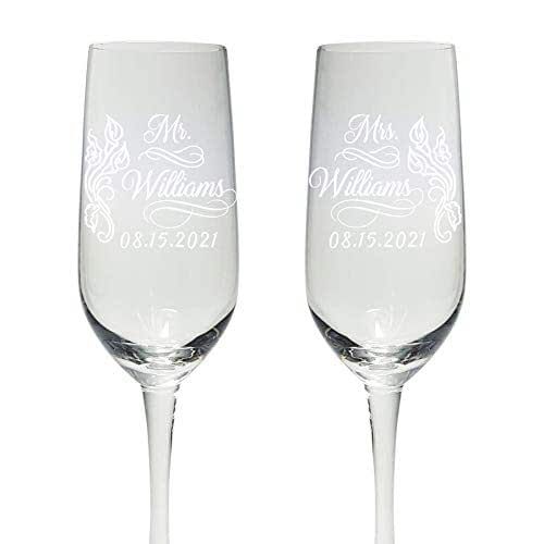 Personalized Wedding Toast Champagne Glasses for Groom and