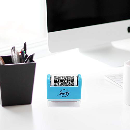Miseyo Wide Roller Stamp Identity Theft Stamp 1.5 Inch Perfect for Privacy Protection - Blue