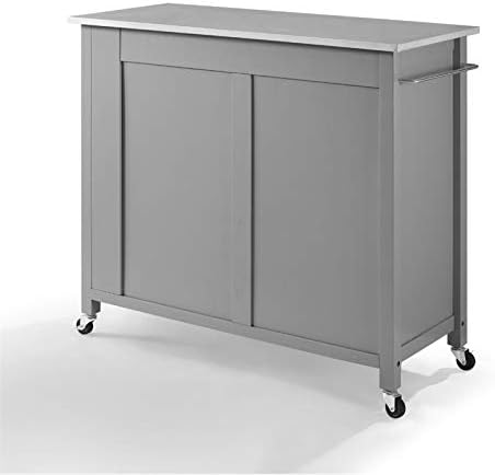 Crosley Savannah Stainless Metal Prime Full-Measurement Kitchen Island/Cart Grey/Stainless Metal