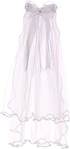 Rain Kids Girls White Clear Crystal Comb Double Layer Communion Flower Girl Veil