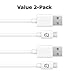CreatePros Premium Micro USB Cable for DJI Inspire 1 Phantom 3/4 Data/Sync – 13 Inches (33 Centimeters) - White, 2-Pack