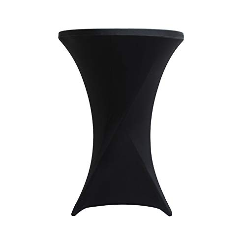 iEventStar Highboy Cocktail Round Stretch Spandex Fitted Table Cover High Top Square Corners Tablecloth (36'' x 42'', Black)