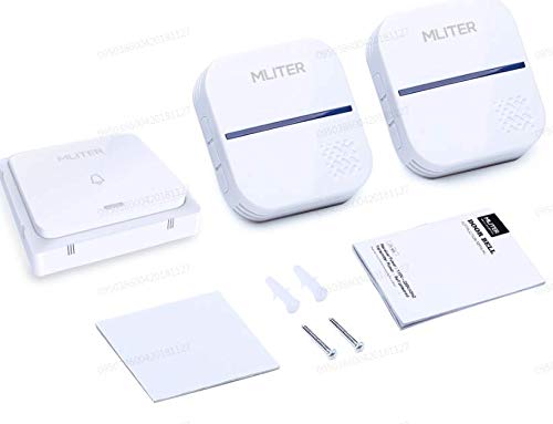 【Sin Batería】Timbre Inalámbrico MLITER, Timbre de Puerta Impermeable IP55, 2 Receptor 1 Transmisor, 500 Pie de Alcance, 58 Melodías y...