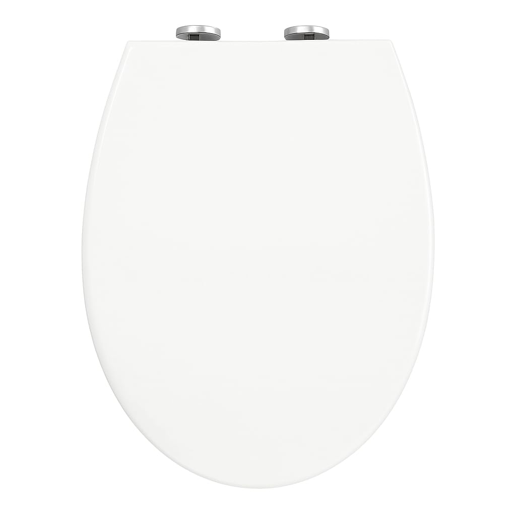 Mass Dynamic White Soft Close Toilet Seat, Quick Release for Easy Cleaning, Top Fixing with Adjustable Hinges, Standard Oval Shape (Oval Star)
