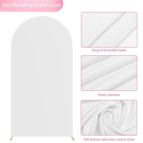 120 * 220Cm Wedding Arch Backdrop Stand with Cover, Metal Balloon Arch Frame for Birthday Party Baby Shower Graduation Ceremony Decoration, White