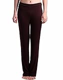 HDE Foldover Athletic Yoga Pants Gym Workout Leggings (Dark Brown, Medium)
