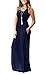 LILBETTER Women A-line Swing Maxi Dresses Sleeveless Long Casual Dresses (Sleeveless Navy Blue,Medium)