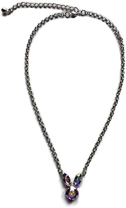 Bunny Rabbit Necklace with Swarovski Crystal AB Stones in a Rhodium finish