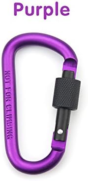 JueJinZhe Aluminum Alloy D Ring Shape Buckle, Super-handy Spring Snap Key Chain Clip Hook Screw Lock Buckle, Idea for Outdoor Use - Purple