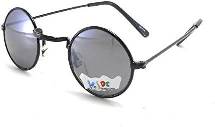 Baby or Toddler Black Metal John Lennon Round Sunglasses Shades Dark Black Lens