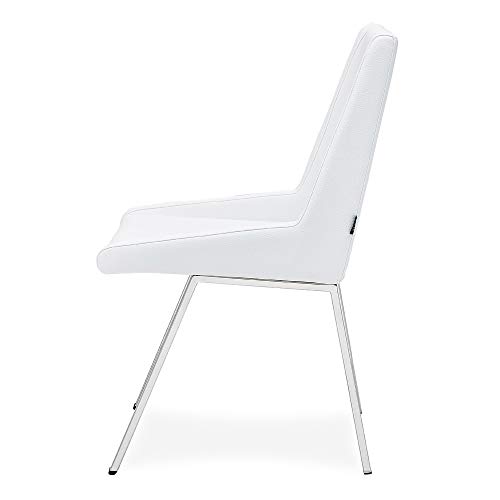 Zuri Modern Fiore Dining Chair in White Leatherette and Chrome Pricepulse