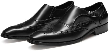 FRASOICUS Men 's Dress Shoes Genuine Leather Monk Strap Wingtip Formal Shoes  Slip-On Loafer, Black, 7.5 price in Saudi Arabia | Amazon Saudi Arabia |  kanbkam