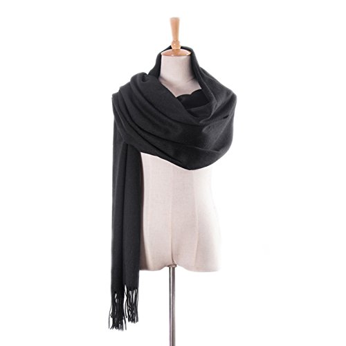 BaronHong Women's Tassels Lambswool Scarf Winter Large Wrap Shawl(black,M) BaronHong Women's Tassels Lambswool Scarf Winter Large Wrap Shawl(black,M)
