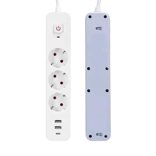 Steckdosenleiste - 3-Fach Steckdosenleiste mit 1,5m Kabel, 3G1,0mm², weiß und grau, ideal für mehrere elektrische Anschlüsse*
