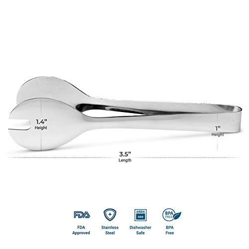 KooK Small Serving Tongs, Stainless Steel, 6 inch, Smooth Edges, Pack of 3 - Thumbnail 4