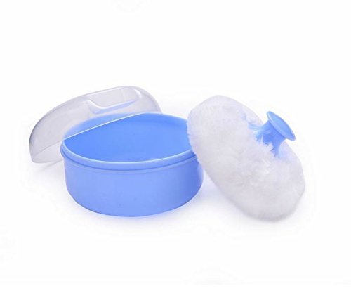 Qiyun LingStar Baby Powder Puff Kit Container Case Makeup Cosmetic Tool Sponge Villus Box Blue