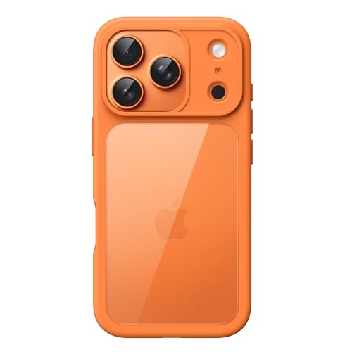 JETech Case for iPhone 17 Pro 6.3 Inch, Shockproof Case, Solid Color Matte TPU Frame, Anti-Scratch Transparent Back (Orange)