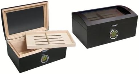 NEW PORTOFINO 120 COUNT DOME STYLE TOP AND TINTED GLASS CIGAR HUMIDOR BOX