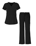 G Med Women's Scrub Top and Straight Pants 2-Piece Fashion Sets Medical Uniform