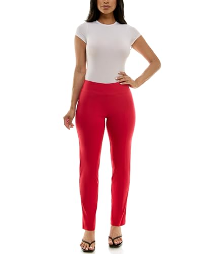 Zac & Rachel Women's Millennium Fabric - Slim Leg Pull-On Pant, Lipstick Red, 4P