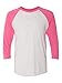 Next Level Mens Tri-Blend 3/4-Sleeve Raglan Tee (6051) vt Pink/HTR wht l