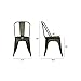 Poly and Bark Trattoria Kitchen and Dining Metal Side Chair with Elm Wood Seat in Bronze