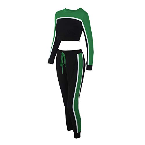 Dreamyth-Winter 2Pcs Women Tracksuit Sweatshirt Pants Sets Sport Long Sleeve Wear Casual Suit (Green, S)