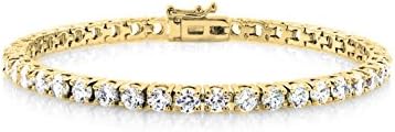 Sterling World Cubic Zirconia Women's Round Tennis Bracelet (Gold)