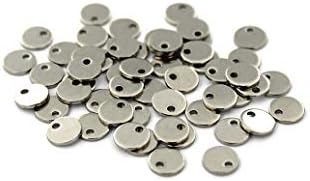 25 Stainless Steel Stamping Tags 6mm - Round Chain Drop Charms DIY Crafting by Wholesale Charms
