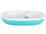 Kidsmile Baby Food Keep Warming Feeding Container, Toddler Feeding Plate with Water Chamber and 2 Divided Compartments, Pour in Hot Water Funnel to Keep Food Warm or Cold in Home or Travel, Blue