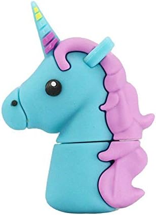 Aneew 16GB Cartoon Cute Blue Unicorn USB Flash Drive Animal Horse Memory Thumb Stick Pendrive Gift