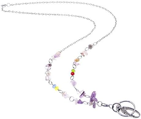 MELIFE Women's Fashion Gemstone Lanyard for Nurse, Teacher and OL, ID Lanyard for Keys, Phone, ID Badge Holder Non Breakaway Stainless Steel Chain