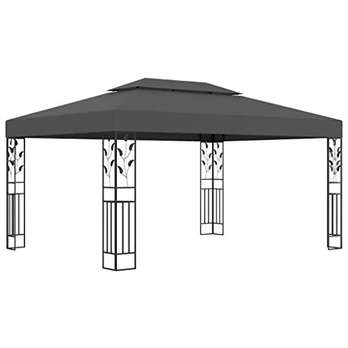 vidaXL Pavillon mit Doppeldach Witterungsbeständig Gartenzelt Partyzelt Festzelt Gartenpavillon Bierzelt Garten 3x4m…