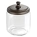 mDesign Modern Glass Bathroom Vanity Countertop Storage Organizer Canister Apothecary Jar for Cotton Swabs, Rounds, Balls, Makeup Sponges, Blender, Bath Salts - 2 Pack - Clear/Bronze