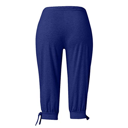 Botrong Womens Shorts Fashion Summer Bowknot Capri Baggy Harem Pants with Drawstring (Blue,M)