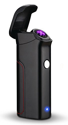 Cigar Lighter, Pard Windproof Big Battery USB Rechargeable Flameless Electronic Pulse Arc Cigarette Lighter, Black