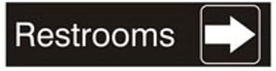 SIGNAGE SOLUTIONS // Wall or Door Sign // "Restrooms" [Arrow Pointing Right] Engraved Restroom / Bathroom Signs // 2" x 8" // Available in 13 Exciting Color And Finish Combinations!