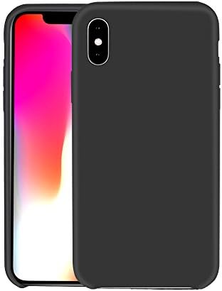 iPhone X Silicone Case,Liquid Silicone Rubber Case with Soft Microfiber Cloth Lining Cushion Protective Case for iPhone X (Black)