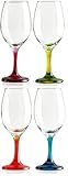 Circleware Twilight Wine Glasses Set with Multi-colored Stems, Set of 4, 13 oz., Multicolored