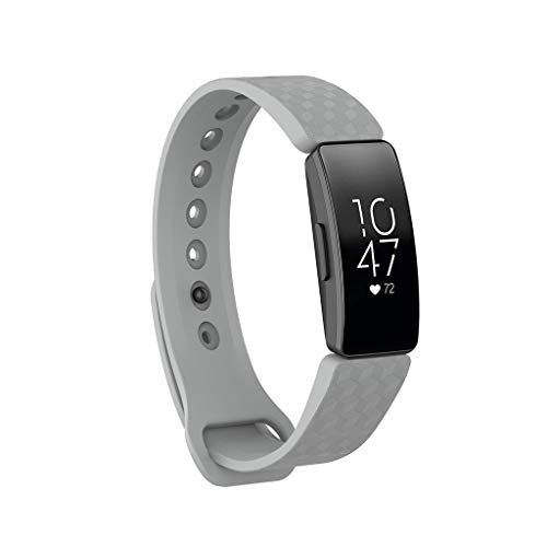 AutumnFall Small Silicone Waterproof Bracelet Watch Band Wristband Strap for Fitbit Inspire/Inspire HR (Gray) - Thumbnail 2