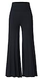 Darshion Woman Casual Office Wear Comfy Chic Palazzo Lounge Pant (XXXL, Black)