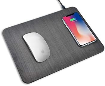 Wireless Charger Mouse Pad 2 In 1 Charging Pad Durable Stable Portable Safe Built-in Wireless Charger for all Qi Devices Computer Android iPhone (Slate Grey)