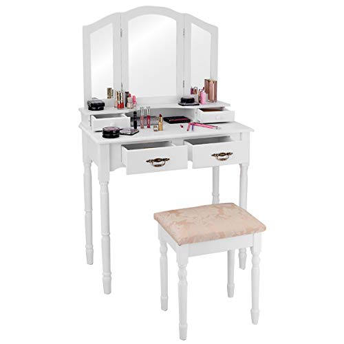 Giantex Vanity Set Makeup Table with Stool, Dressing Tables with 4