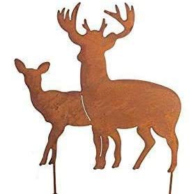 Stag Group 40 cm x 36 cm Rust Garden Decoration Patina Garden Stake